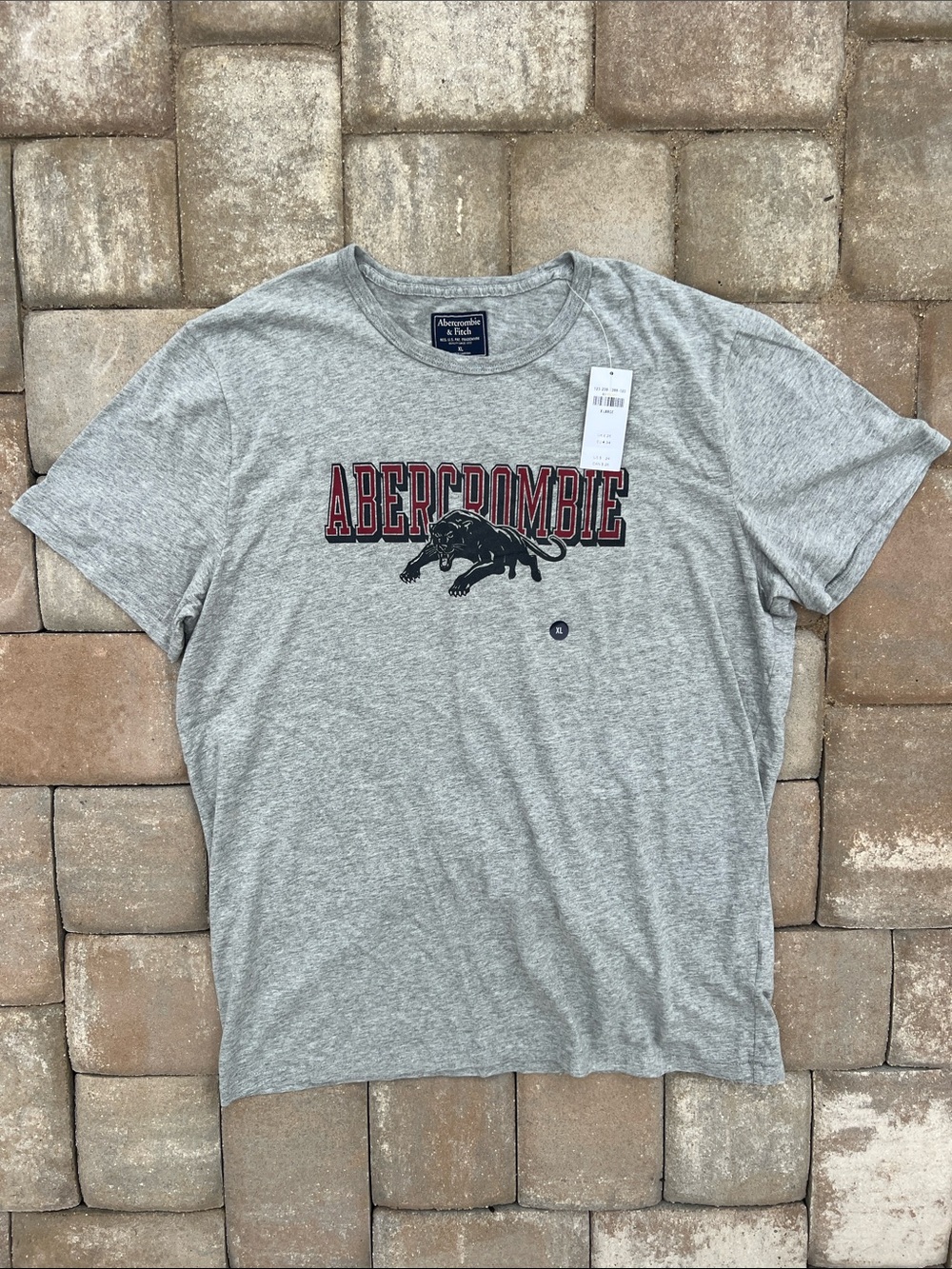 NWT!!!! Vintage Abercrombie & Fitch Gray Tee with Red Logo and Panther Graphic